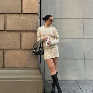 Revolve LPA Elegant Cream Knit Dress